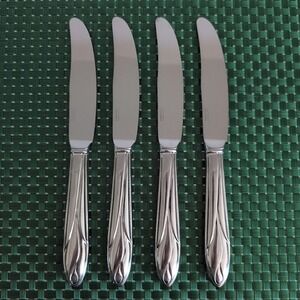 Yamazaki IRIS Dinner Knives Lot Set of 4 Stainless 18/8 Japan Glossy Vtg Place